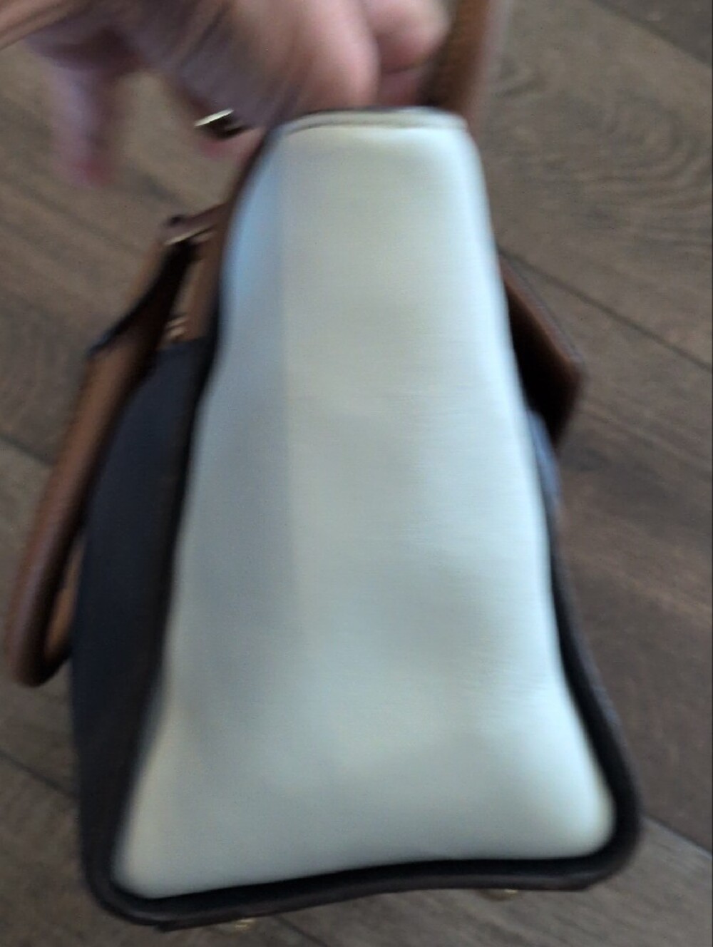 MICHAEL Michael Kors Tri-Color Leather Satchel in Brown, Black & Cream - Picture 5 of 12